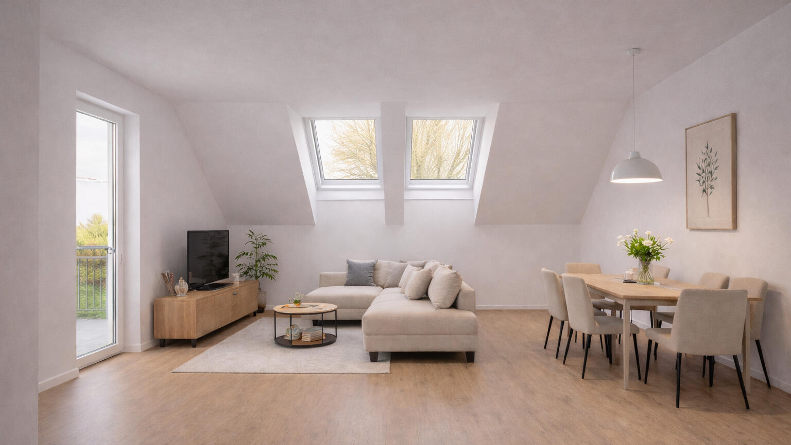 Helle Neubau-Dachgeschosswohnung offenes Wohngefühl & Balkon Moderner Wohnbereich einer Neubauwohnung in Plattling