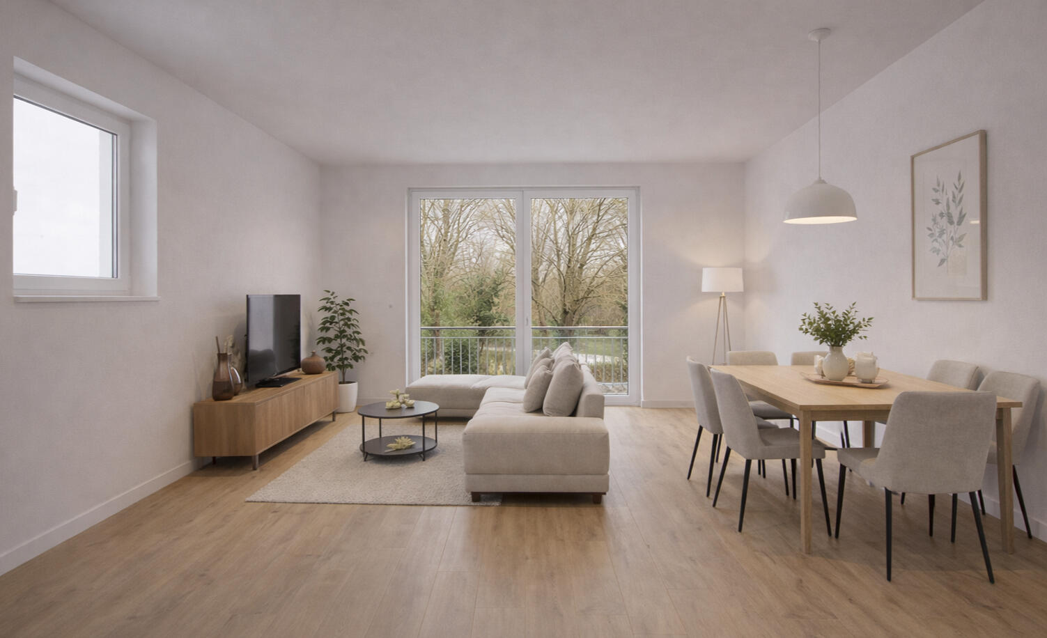 Helle Neubau-Dachgeschosswohnung offenes Wohngefühl & Balkon Moderner Wohnbereich einer Neubauwohnung in Plattling