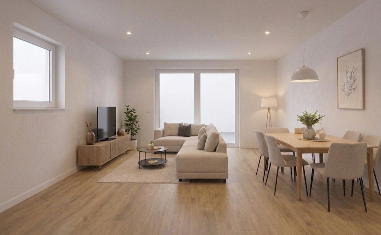 Helle Neubau-Dachgeschosswohnung offenes Wohngefühl & Balkon Moderner Wohnbereich einer Neubauwohnung in Plattling